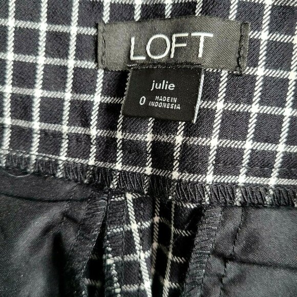 Loft Julie Ankle Pants Size 0 28X28 Trousers Windowpane Plaid Pockets Zip - Picture 7 of 8